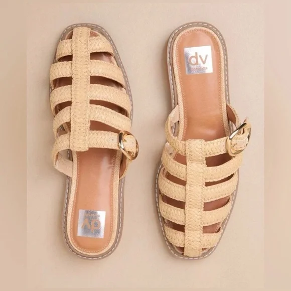 Dolce Vita DV Fyona Mule Sandals Raffia Slingback Straps Buckle Size 7.5 - Picture 7 of 8